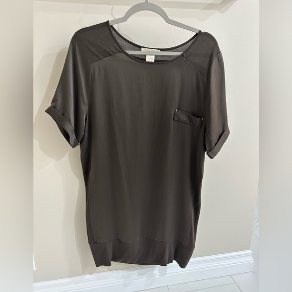 Gold Hawk Brown Silk T-Shirt Dress - Picture 2 of 3